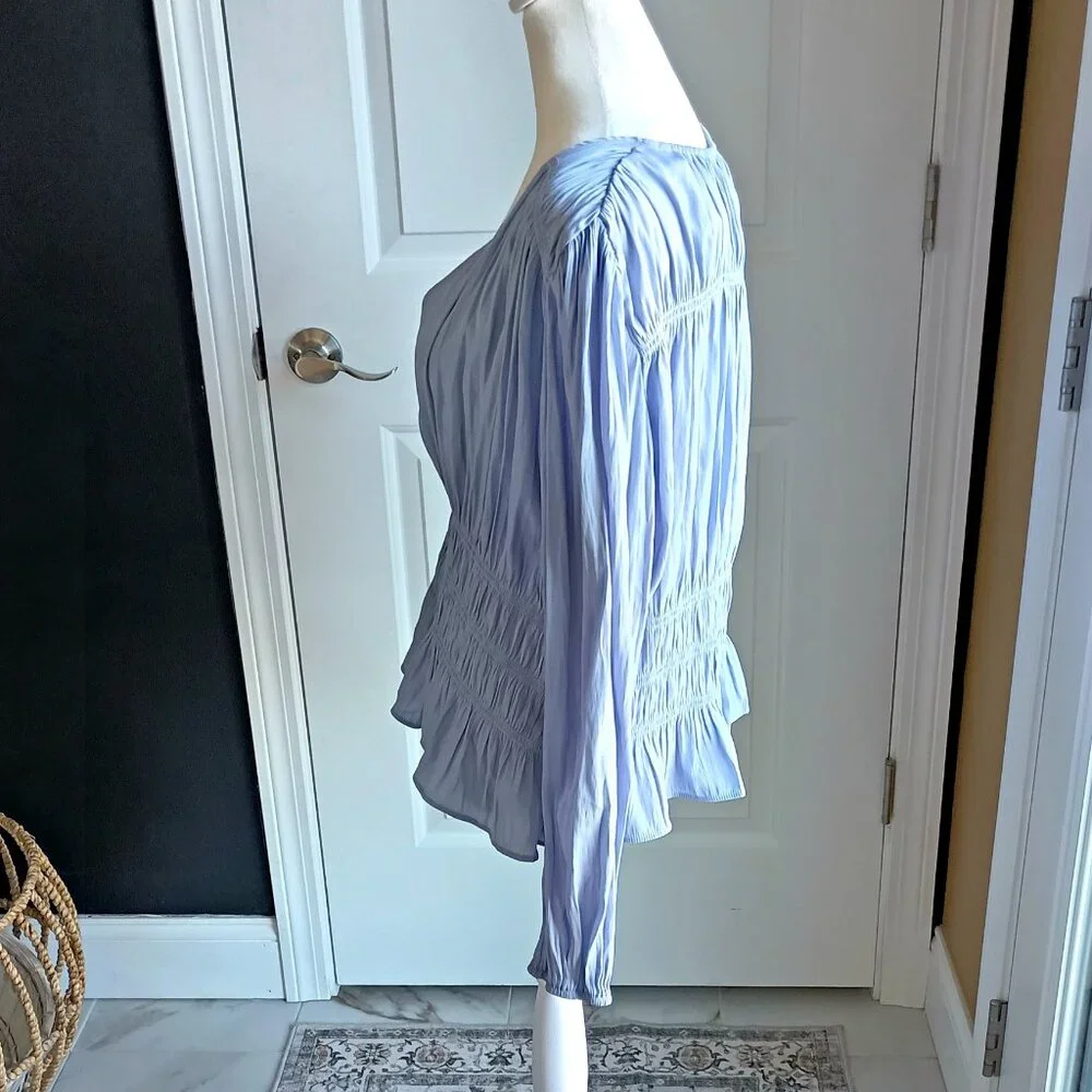 NEW! SILKY Smocked WAIST BOHO BLOUSE - Picture 2 of 4